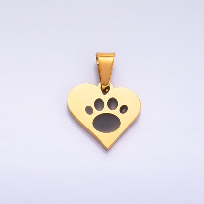 Stainless Steel Pet Paw Print Heart Pendant | P816