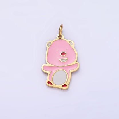 Stainless Steel Pink Enamel Laughing Beaver Otter Charm | P991