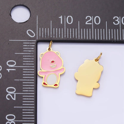 Stainless Steel Pink Enamel Laughing Beaver Otter Charm | P991
