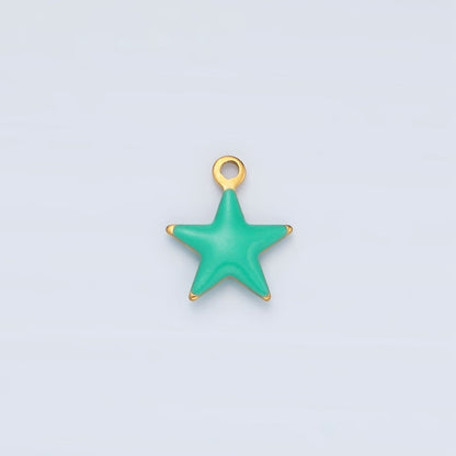 Stainless Steel Pink, Green, White Enamel Mini Celestial Star Charm | P1018