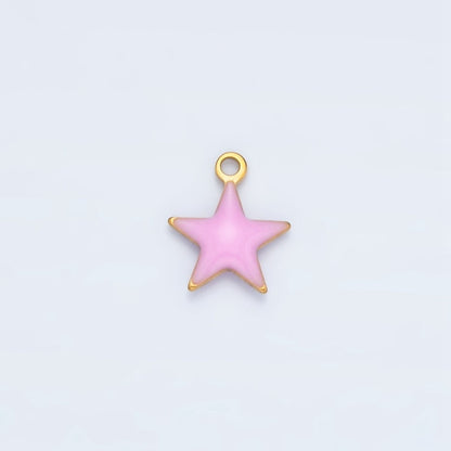 Stainless Steel Pink, Green, White Enamel Mini Celestial Star Charm | P1018