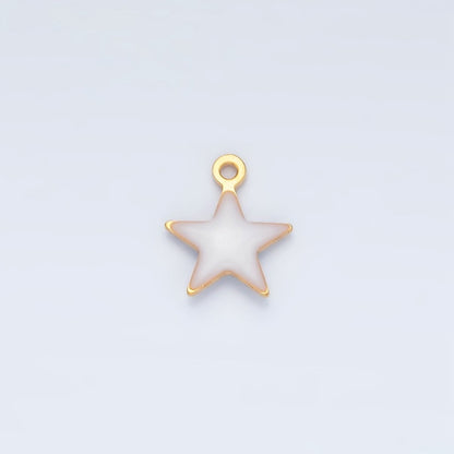Stainless Steel Pink, Green, White Enamel Mini Celestial Star Charm | P1018
