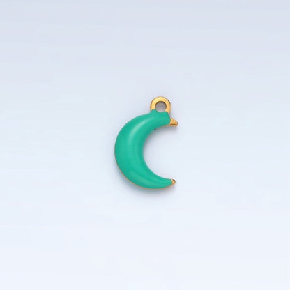 Stainless Steel Pink, Green, White Enamel Mini Crescent Moon Charm | P1017