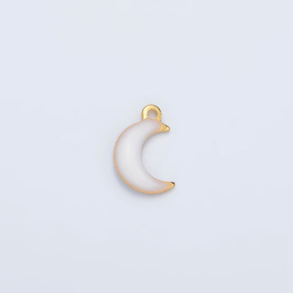 Stainless Steel Pink, Green, White Enamel Mini Crescent Moon Charm | P1017