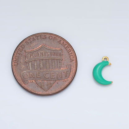 Stainless Steel Pink, Green, White Enamel Mini Crescent Moon Charm | P1017