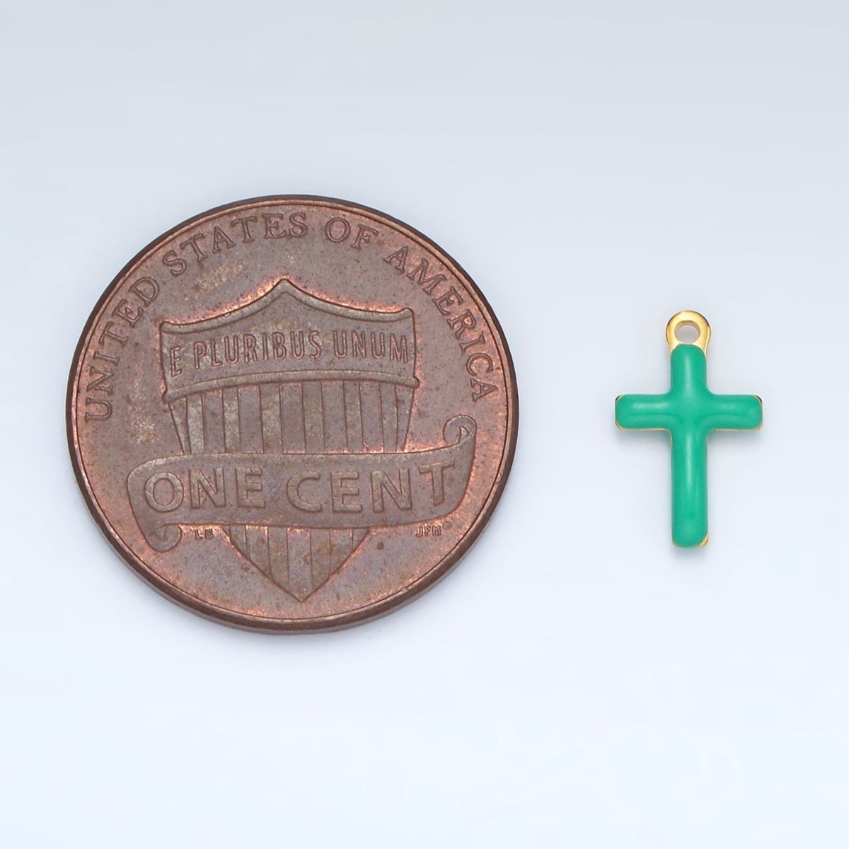 Stainless Steel Pink, Green, White Enamel Mini Cross Charm | P1020