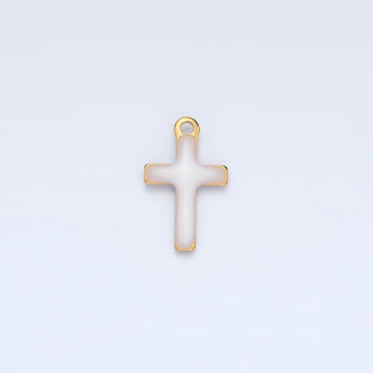 Stainless Steel Pink, Green, White Enamel Mini Cross Charm | P1020