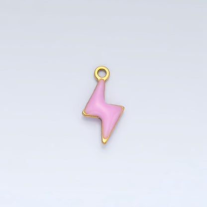 Stainless Steel Pink, Green, White Enamel Mini Lightning Thunder Charm | P1019