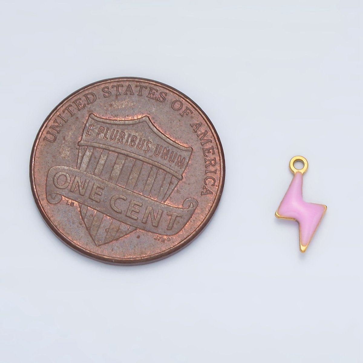 Stainless Steel Pink, Green, White Enamel Mini Lightning Thunder Charm | P1019