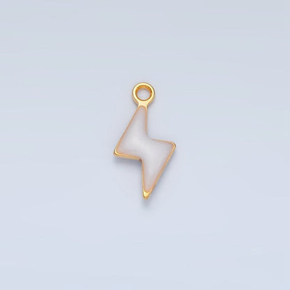 Stainless Steel Pink, Green, White Enamel Mini Lightning Thunder Charm | P1019
