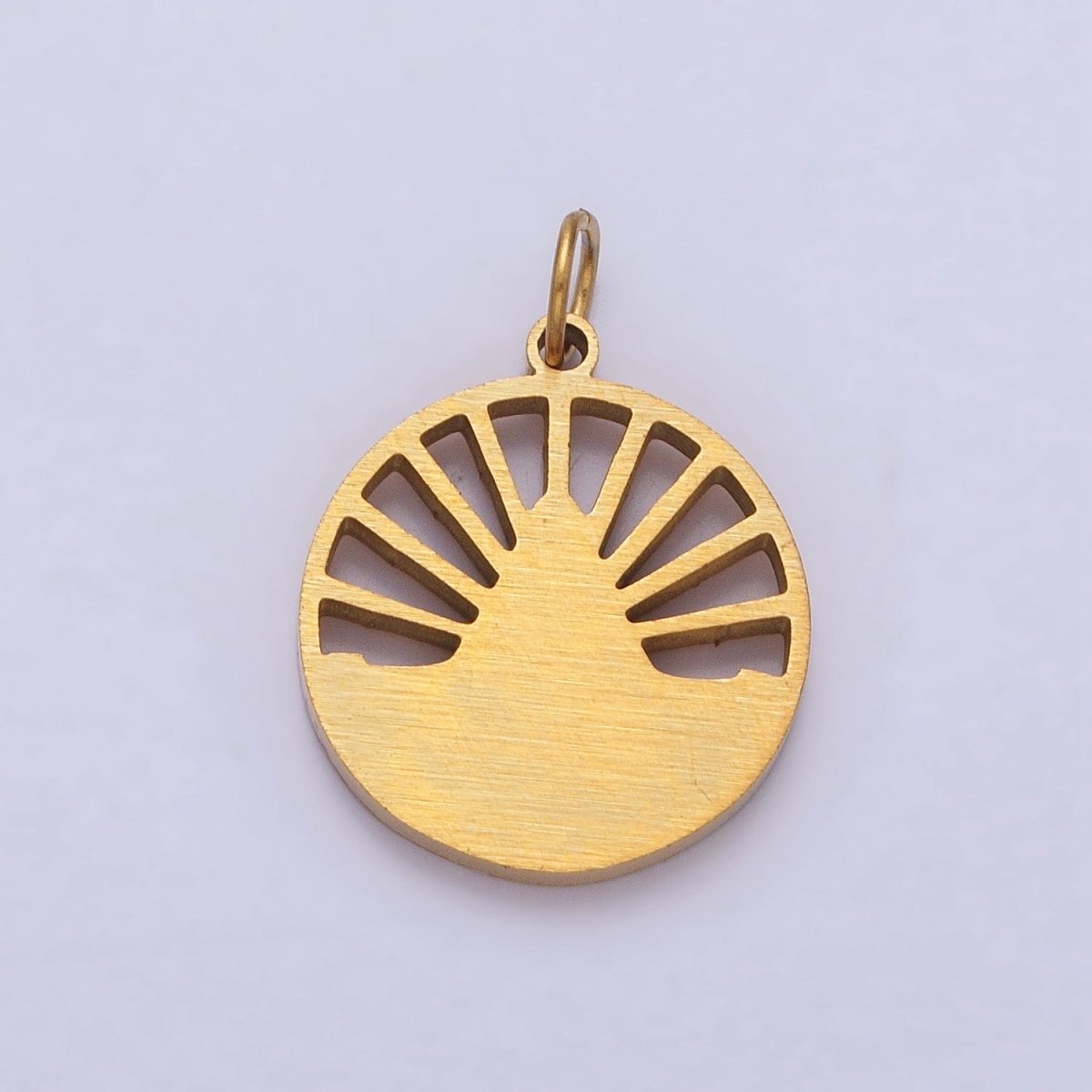 Stainless Steel Praying Hands Numerology 11:11 Sun Beam Round Charm in Silver &amp; Gold | P-920
