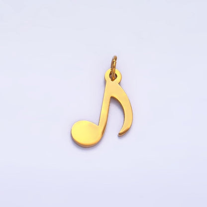 Stainless Steel 14mm Quaver Eight Note ♪ Music Symbol Charm in Gold &amp; Silver | P1364
