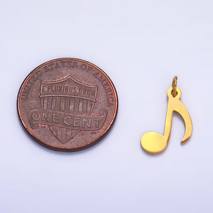 Stainless Steel 14mm Quaver Eight Note ♪ Music Symbol Charm in Gold &amp; Silver | P1364