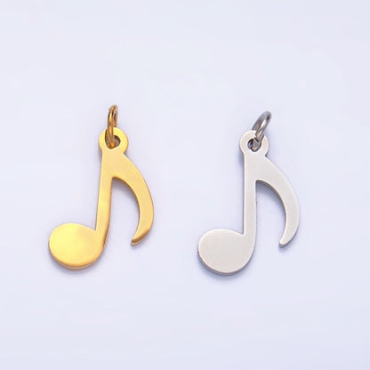 Stainless Steel 14mm Quaver Eight Note ♪ Music Symbol Charm in Gold &amp; Silver | P1364