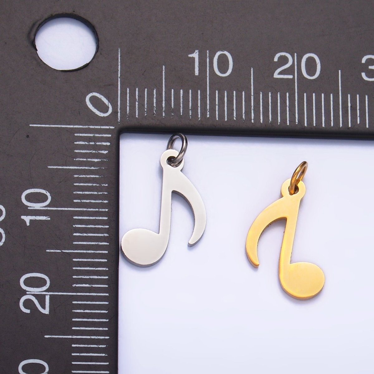 Stainless Steel 14mm Quaver Eight Note ♪ Music Symbol Charm in Gold &amp; Silver | P1364