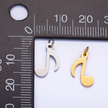 Stainless Steel 14mm Quaver Eight Note ♪ Music Symbol Charm in Gold &amp; Silver | P1364