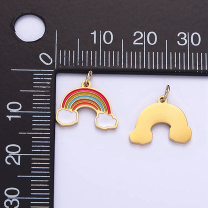 Stainless Steel Rainbow Charm Enamel Clouds Kids Jewelry Pendant | P1004