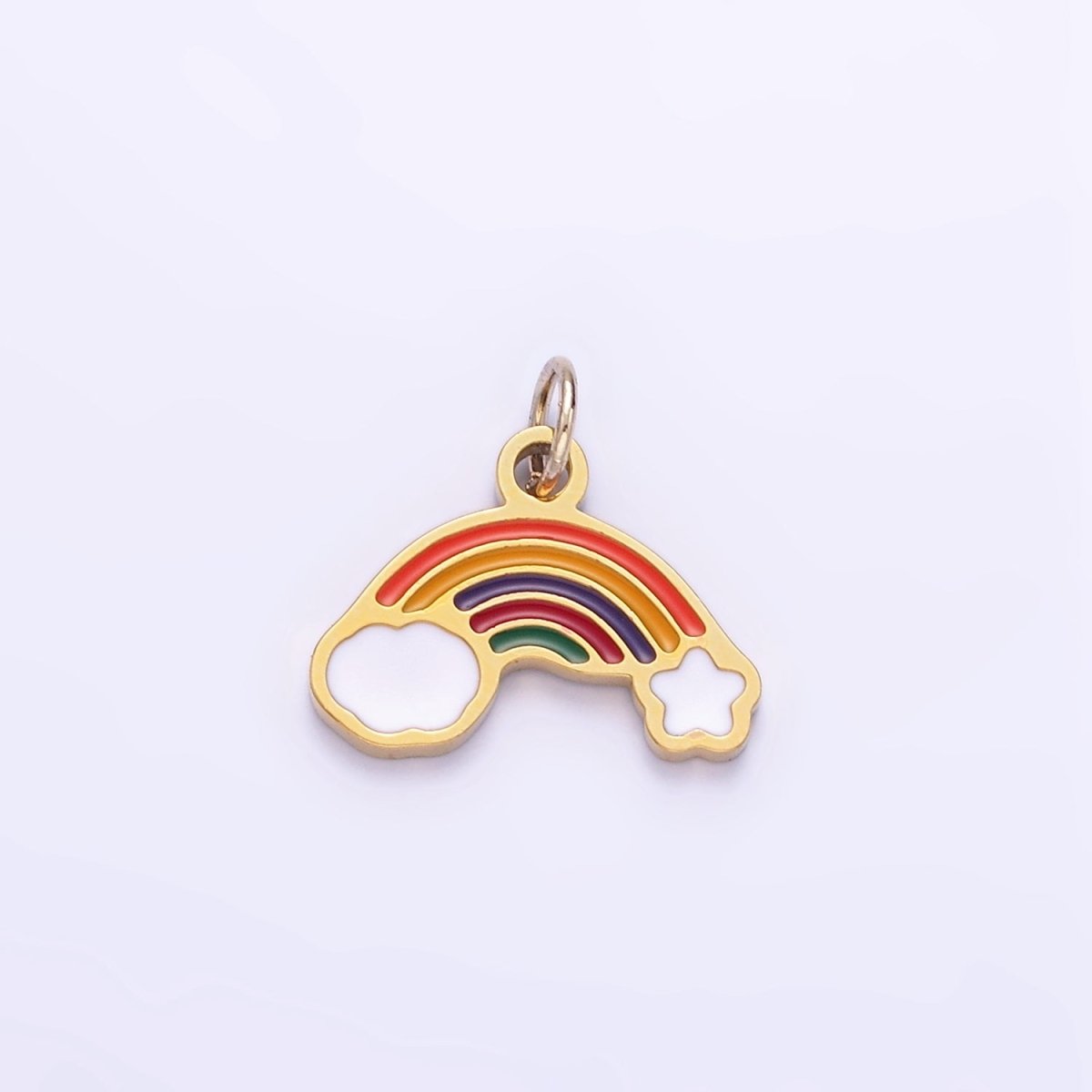Stainless Steel Rainbow Charm Enamel Clouds Kids Jewelry Pendant | P1005