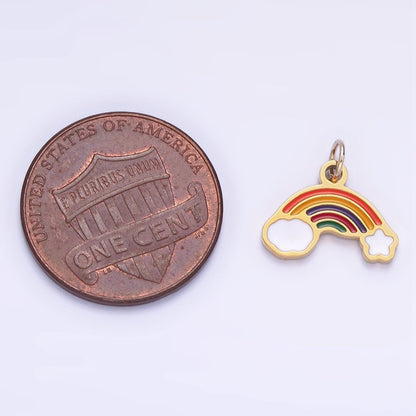 Stainless Steel Rainbow Charm Enamel Clouds Kids Jewelry Pendant | P1005