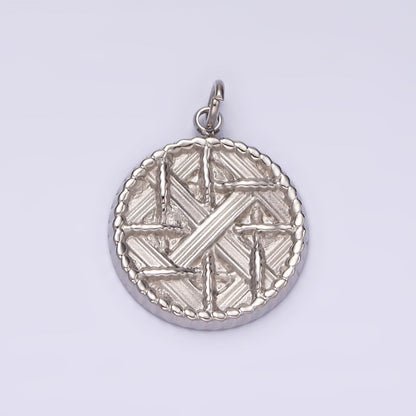 Stainless Steel Rattan Geometric Braided Round Charm in Gold &amp; Silver | P1292