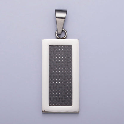 Stainless Steel Rectangular Black Matte Tag Pendant in Gold &amp; Silver | P1100