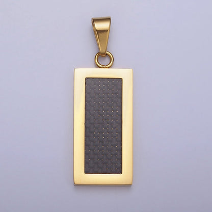 Stainless Steel Rectangular Black Matte Tag Pendant in Gold &amp; Silver | P1100