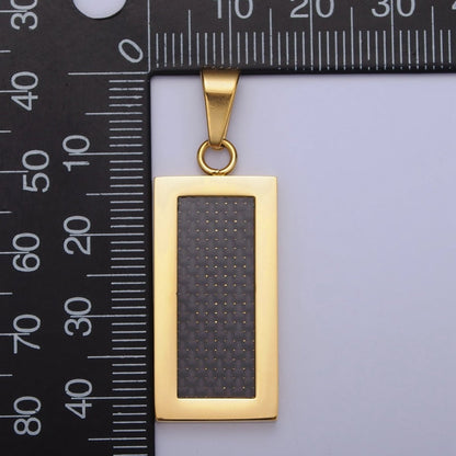 Stainless Steel Rectangular Black Matte Tag Pendant in Gold &amp; Silver | P1100
