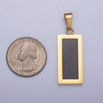 Stainless Steel Rectangular Black Matte Tag Pendant in Gold &amp; Silver | P1100