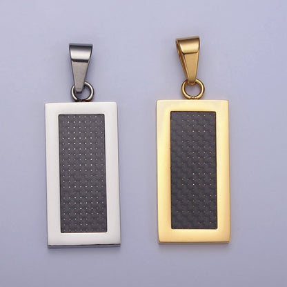 Stainless Steel Rectangular Black Matte Tag Pendant in Gold &amp; Silver | P1100