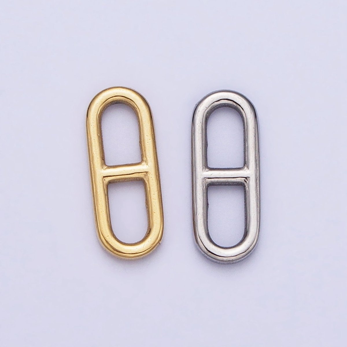 Stainless Steel Rectangular Oblong Mariner Anchor Link Charm in Gold &amp; Silver | P-898