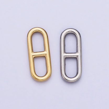 Stainless Steel Rectangular Oblong Mariner Anchor Link Charm in Gold &amp; Silver | P-898