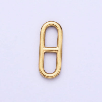 Stainless Steel Rectangular Oblong Mariner Anchor Link Charm in Gold &amp; Silver | P-898
