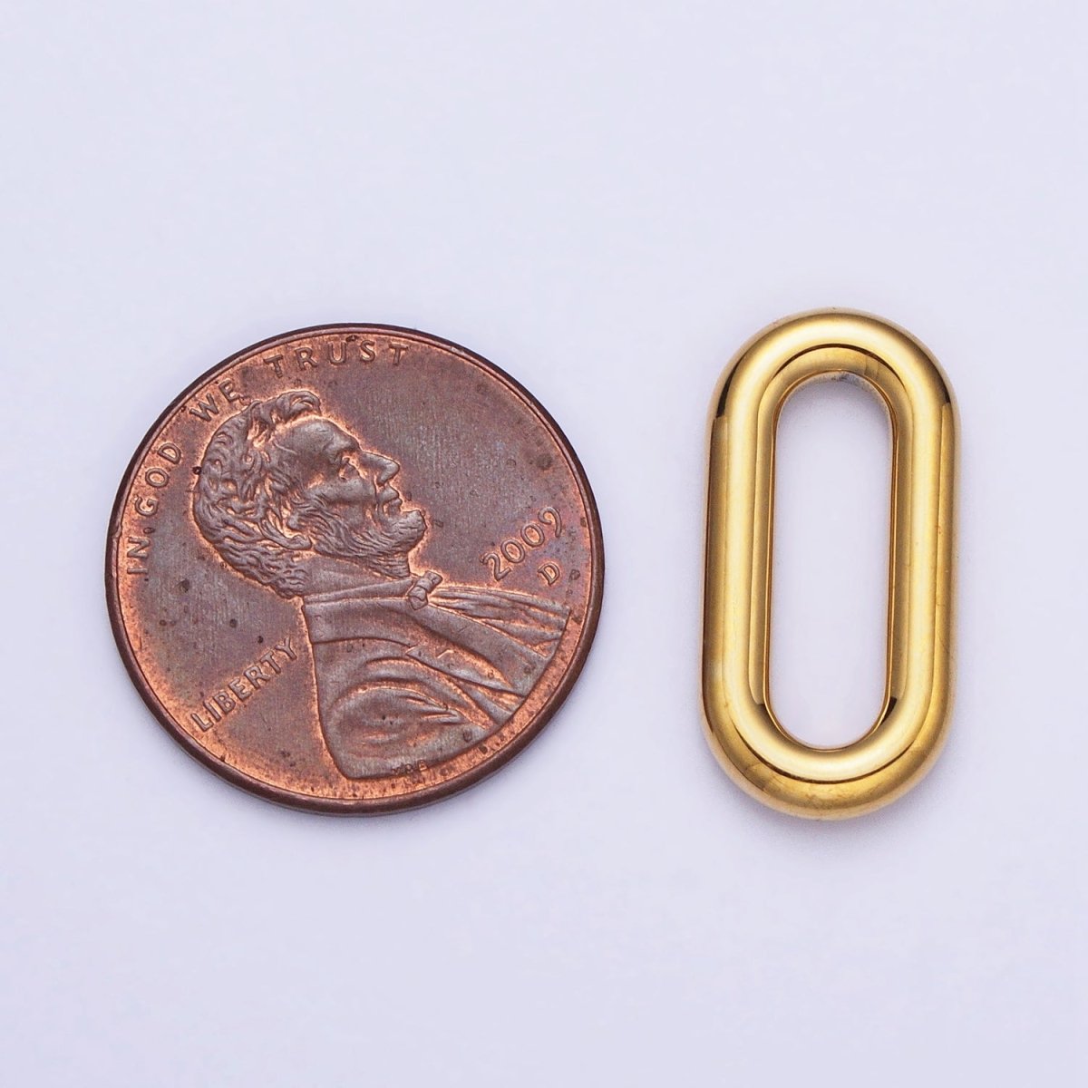 Stainless Steel Rectangular Oblong Paperclip Link Charm in Gold &amp; Silver | P-903