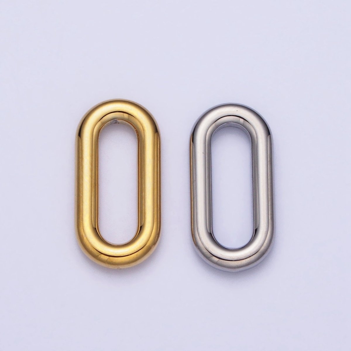Stainless Steel Rectangular Oblong Paperclip Link Charm in Gold &amp; Silver | P-903