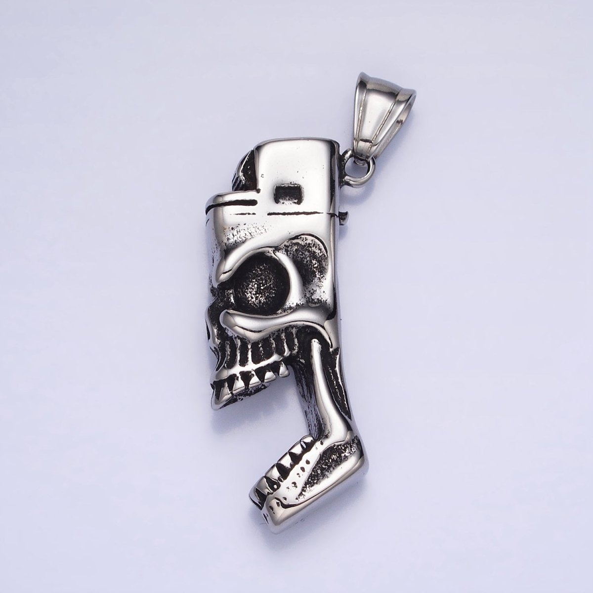 Stainless Steel Rectangular Screaming Skeleton Skull Pendant in Gold &amp; Silver | P1102