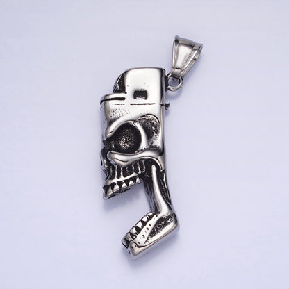 Stainless Steel Rectangular Screaming Skeleton Skull Pendant in Gold &amp; Silver | P1102