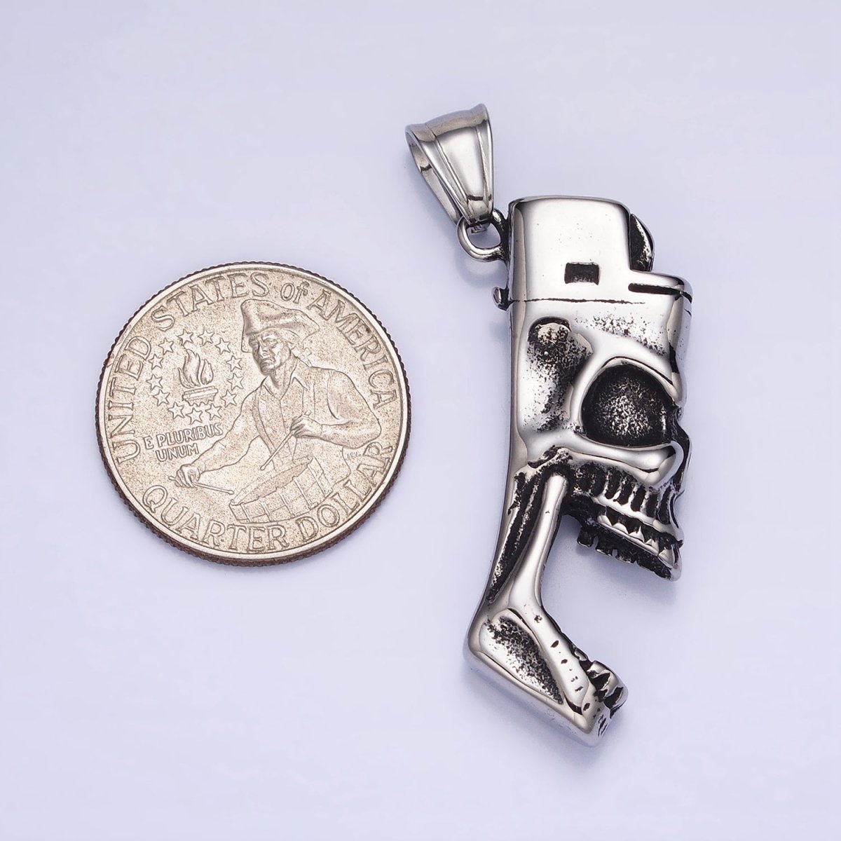 Stainless Steel Rectangular Screaming Skeleton Skull Pendant in Gold &amp; Silver | P1102