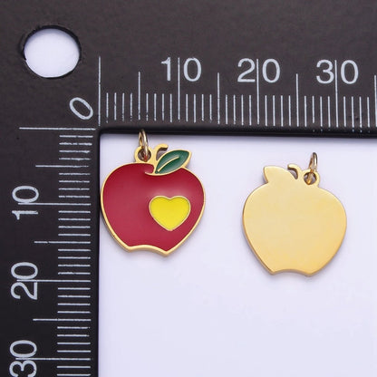 Stainless Steel Red Apple Charm Enamel Fruit Pendant | P997