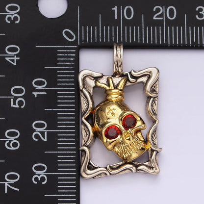 14K Gold Filled Skeleton Skull Open Rectangular Bezel | P861