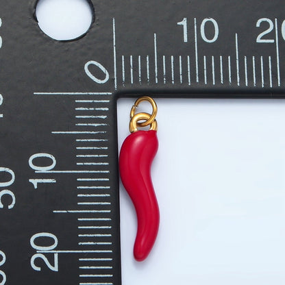 Stainless Steel Red Enamel Chili Pepper Charm | P1226