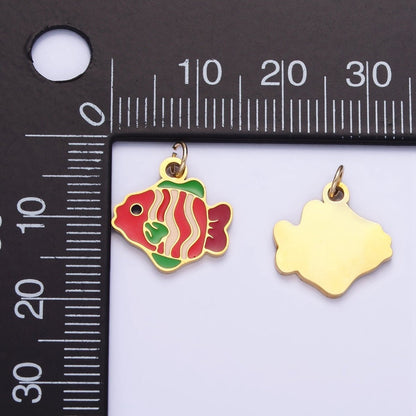 Stainless Steel Red Fish Charm Enamel Animal Jewelry Pendant | P1010