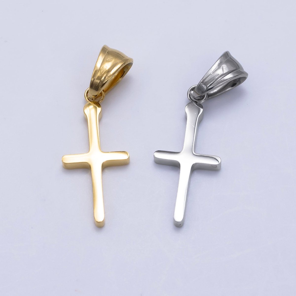 Stainless Steel 22mm Religious Cross Minimalist Pendant in Gold &amp; Silver | P1289
