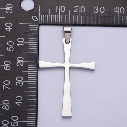 Stainless Steel Religious Curved Pattee Cross Pendant in Gold &amp; Silver | P-1095 P-1096