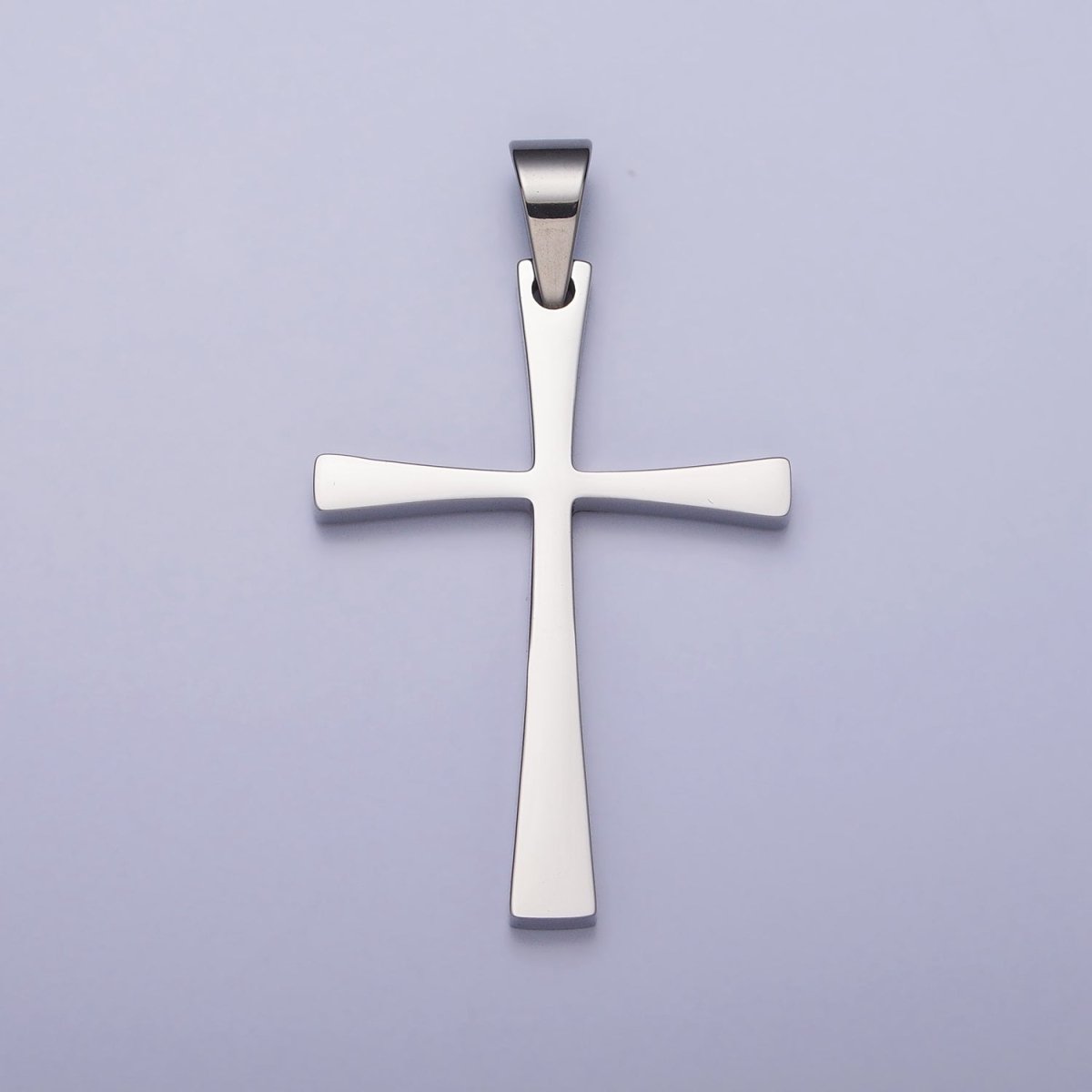 Stainless Steel Religious Curved Pattee Cross Pendant in Gold &amp; Silver | P-1095 P-1096