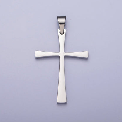 Stainless Steel Religious Curved Pattee Cross Pendant in Gold &amp; Silver | P-1095 P-1096