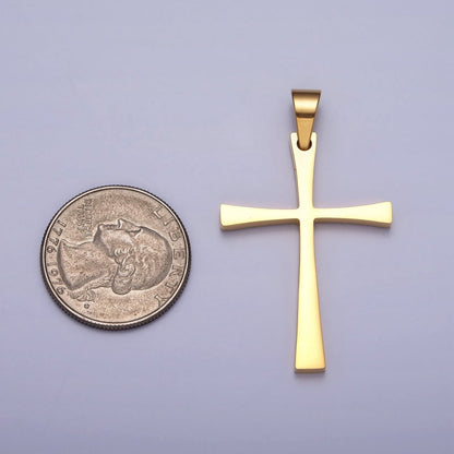 Stainless Steel Religious Curved Pattee Cross Pendant in Gold &amp; Silver | P-1095 P-1096