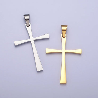 Stainless Steel Religious Curved Pattee Cross Pendant in Gold &amp; Silver | P-1095 P-1096