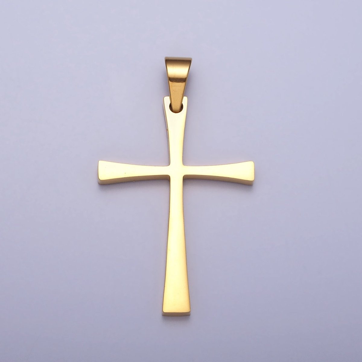 Stainless Steel Religious Curved Pattee Cross Pendant in Gold &amp; Silver | P-1095 P-1096