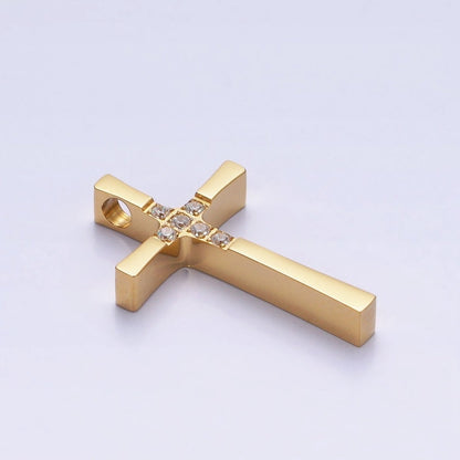Stainless Steel Religious Curved Pattee Latin Cross Gold Pendant in Gold &amp; Silver  P-1138
