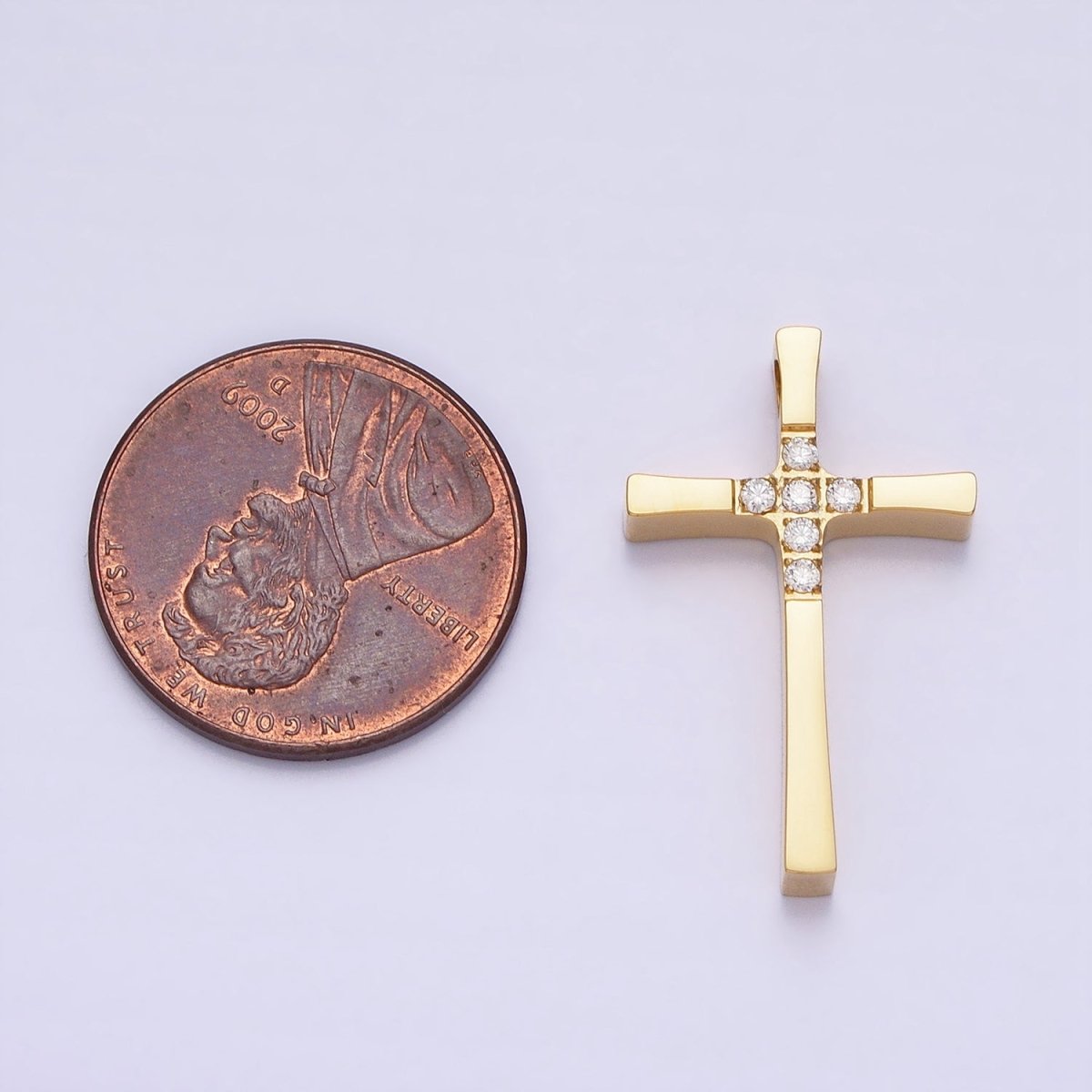 Stainless Steel Religious Curved Pattee Latin Cross Gold Pendant in Gold &amp; Silver  P-1138